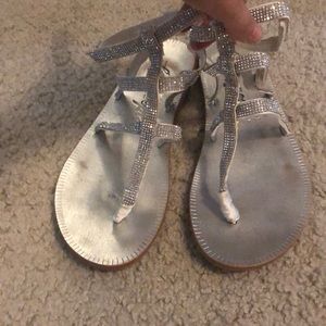 Free people silver sparkle Velcro flat sandal